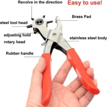 1个多功能皮革打孔器，易于使用的钢制打孔器，适合家庭使用 - 紅色 - 查看 6