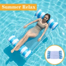 1pc Inflatable Double Tube Float, Made Of PVC Material, Independent Inflation Design With Dual Air Chambers, Stable Anti-Tipping, Mesh Material Won't Burn Skin, Ergonomic Curved Shape Fits Body, Floating Rest Mat For Pool Party, Beach, Lake, Water Park, Summer Cooling, Camping, Lightweight Soft Comfortable, Easy To Inflate/Deflate And Reusable, Space-Saving Storage, Pool Inflatable, Beach Essentials, Pool Float - Random Color - View 2
