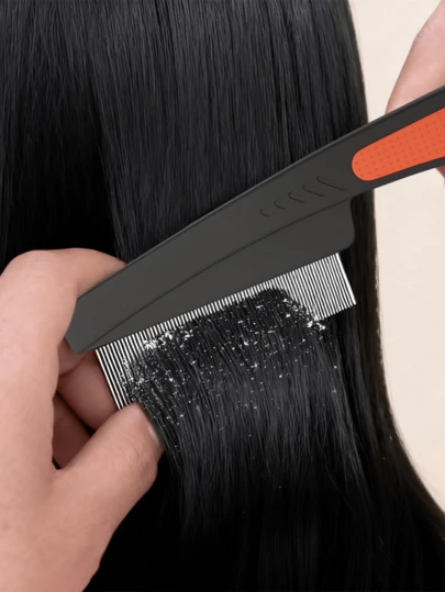 1 pièce Brosse à cheveux en acier inoxydable à dents fines, peigne détoxifiant pour le cuir chevelu pour femmes, hommes, enfants (rouge)