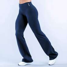 DYFINE Impact Quick-Dry Cool Touch Sculpting Collection - Flare Booty Leggings, Airy Feel, Butt Lifting Yoga Pants For High-Impact Fitness, Running & Training, All-Season Wear - 墨水藍 - 查看 2