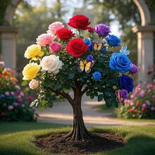 Roses, Colorful Rose Tree, Natural Color Palette With Vibrant Branches, Used For Growing Rare Perennial Flowers, Indoor/Outdoor Garden, Perennial Outdoor Flower, Perennial Ground Cover, Creeping Lawn, Outdoor Area. - 100 - Xem 2