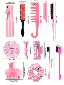 CHIGO Bộ dụng cụ tạo kiểu tóc 14 món, bao gồm bình xịt, bộ lược uốn, lược 9 răng, lược răng thưa, lược đuôi nhọn, lược hai mặt, lược massage, 1/3 kẹp tóc 8 ngạnh, kẹp tóc cá sấu, giúp tạo kiểu tóc dễ dàng và nhanh chóng hơn, phù hợp với tóc tự nhiên. Màu sắc: Hồng, Đen, Tím, thích hợp cho tóc ướt hoặc khô. - Nhiều màu - Xem 12
