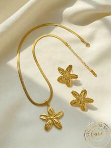 Women's Gold Flower Necklace, Elegant Floral Petal Textured Jewelry, Vintage Gold-Plated Necklace, Suitable For Party, Wedding And Daily Wear - Multicolor - View 5