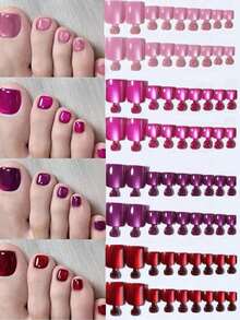 98 pièces (4 styles mixtes) Ensemble de faux ongles carrés courts acryliques Y2K esthétique brillants, yeux de chat rouge sang. Comprend des ongles yeux de chat rouges, roses, rouge vif. Convient pour le port quotidien et les fêtes des femmes et des filles. Fournitures pour nail art - Multicolore - Voir 9