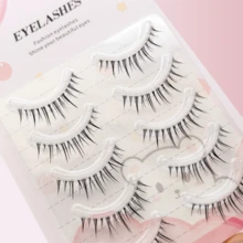 A Box Of Five Pairs Of Manga-Style False Eyelashes With A Transparent Base, Designed For A Natural And Realistic Look - Black - View 3