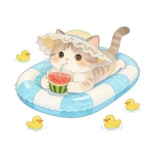 Cartoon Swimming Pool Kitty Wall Stickers, Beach Holiday Decals, Suitable For Children's Room, Bedroom, Kindergarten, Living Room Decor, Ideal For Wall Decoration And Party Background - Multicolor - View 11