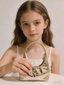 女童蝴蝶结手提包，春秋新款时尚包包，小女孩时尚迷你包，公主钱包，儿童零钱包，可爱托特包，节日/生日礼物，糖果/口红包，个性化小包，零食包，配饰包，手提包，T台包，金/银/白 - 均碼 - 查看 10