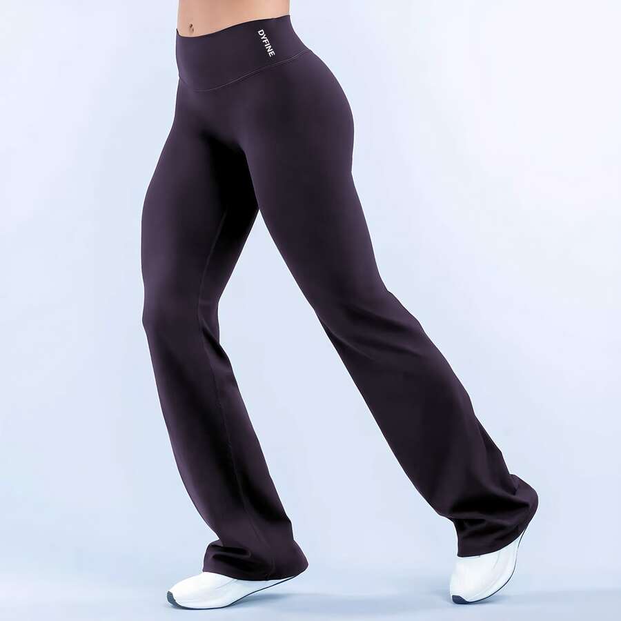 DYFINE Impact Quick-Dry Cool Touch Sculpting Collection - Flare Booty Leggings, Airy Feel, Butt Lifting Yoga Pants For High-Impact Fitness, Running & Training, All-Season Wear - Nho tím - Xem 1