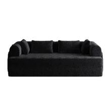 78.7Inch Convertible Sleeper Sofa Bed With Cylindrical Pillow Chenille Folding Mattress Couch With Folding Sofa Bed With Side Pocket Floor Sofa Lounge Couch For Living Room Bedroom Lounge Studio - Negro + Chenilla + 2 asientos + Espuma1 - Ver 8