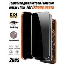 Privacy Privacy Phone Film Phone Screen Protector 2Pcs Privacy Tempered Glass Screen Protector For IPhone 17 ProMax/16/15/14/13/12/11 Anti-Spy Anti-Fingerprint Anti-Scratch Bubble Free Touch Sensitive Phone Film Mother's Day Gift - Black - View 15