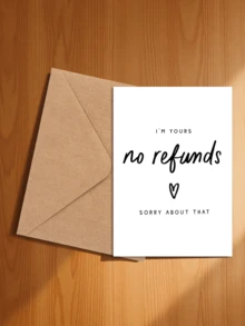 1pc "I Am You, No Refund" Cute & Heartwarming Anniversary Greeting Card, Suitable For Partner (Random Color Envelope Included), Back To School, School Supplies - "I'm Yours No Refunds" - View 4