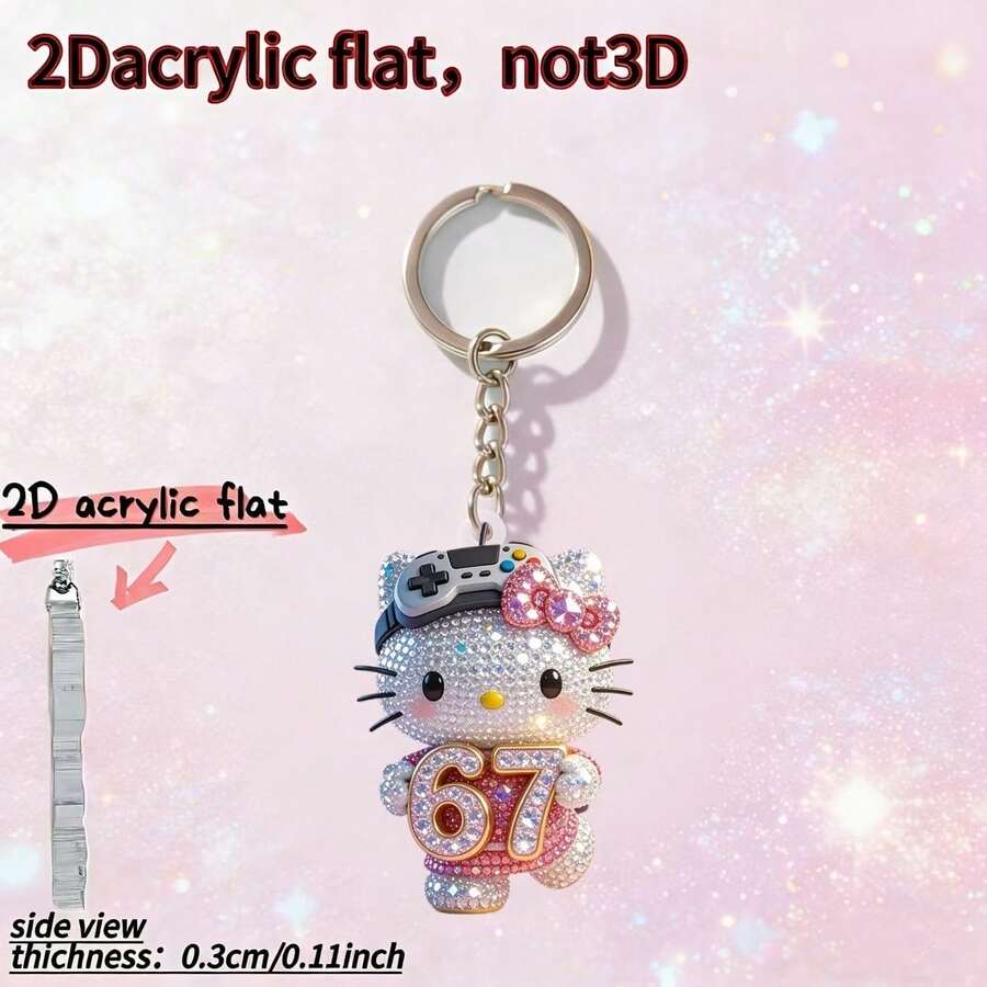 1 móc khóa acrylic 2D hình dáng dễ thương số 67, tiện dụng và trang trí, quà tặng Giáng sinh, thích hợp cho chìa khóa xe, ba lô và ví. - Nhiều màu - Xem 1