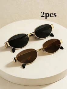 2 Pairs Summer Fashion Retro Polygonal Rhombus Metal Frame Unisex Glasses, Casual, Commute, Beach, Street Style Personalized Glasses - 2pcs Diamond - View 25