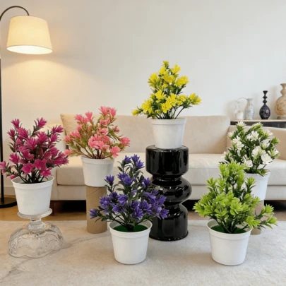 1 chậu hoa giả kiểu dáng tươi mới, thích hợp trang trí quán cà phê, phòng khách, lối vào, phòng ngủ gia đình.