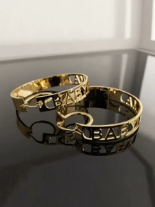 1件定制耳环，名字耳环，字母耳环，大号耳环，金色名字耳环，品牌耳环，个性化礼物 - 時尚款-金色 - 查看 5