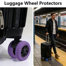 8Pcs Premium Silicone Luggage Wheel Protectors Universal Suitcase Caster Covers Noise Reduction Anti-Wear Rubber Replacement Accessories For Travel Essentials Cruise Vacation Must Haves Travelers Men Women - 彩色 - 查看 9