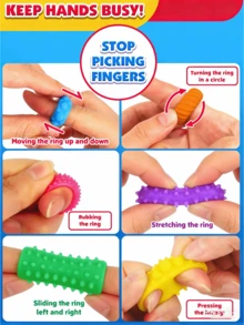 Colorful Finger Pressure Massage Ring, Finger Tip Massager With Spring Coil Design; Ideal Hand Massage Tool, Gift And Health Accessory - Multicolor - View 3