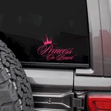 1张粉色“车内有宝宝”和“爸爸的小公主”安全警示贴纸，可爱皇冠和冲浪剪影图案，可贴于汽车保险杠/车窗/挡风玻璃，提醒车内有乘客，新手司机礼物 - A - 查看 1