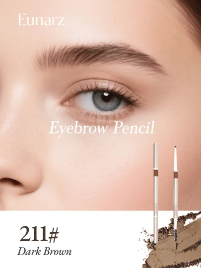  Lápiz de cejas multifunción de larga duración Eunarz y dúo de cepillo Fórmula resistente al agua y a las manchas para cabello de castaño claro a oscuro - Aspecto natural y sin esfuerzo de las cejas - Textura suave y cobertura construible - Cosmético esencial fácil de usar perfecto para primavera/verano, moda Y2K y belleza diaria