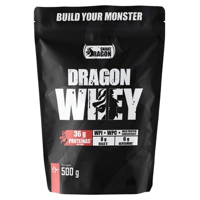 Whey Protein 500g Snake Dragon – 32g Proteína por Dose para Massa Muscular