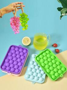 25孔硅胶冰格，迷你冰球制作器，带盖模具，威士忌冰格，制冰器，水果冰格，手工皂模具，家用制冰器，适合夏季居家使用，果汁冰格，冰箱冰格，适用于冷冻、鸡尾酒、威士忌、派对、酒吧、旅行、婚礼、生日、厨房、户外，冰模，保持饮品冰爽，厨房必备，居家必备 - 彩色 - 查看 1