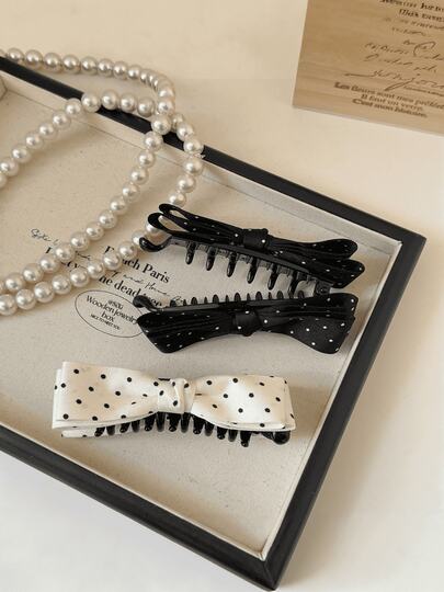 1/2 chiếc kẹp tóc hình nơ chấm bi ngọt ngào, phụ kiện tóc thanh lịch, đa năng, phụ kiện mùa hè đi biển.