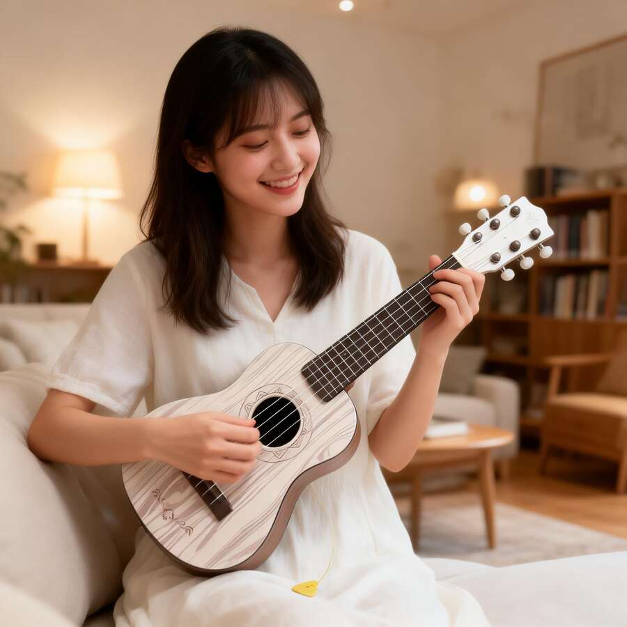 Guitarra de 4 cuerdas, instrumento musical, regalo de cumpleaños, regalo festivo, adecuado para principiantes, ukelele, instrumento musical de juguete, modelo de guitarra