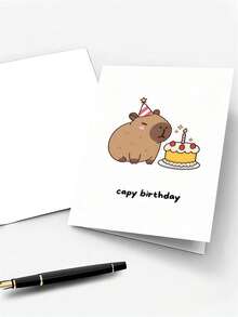 Cute Capybara Birthday Card With Envelope - Funny Cartoon Animal Design, Suitable For Anyone, Celebration Card, Great For Best Friends And Loved Ones - A - View 3