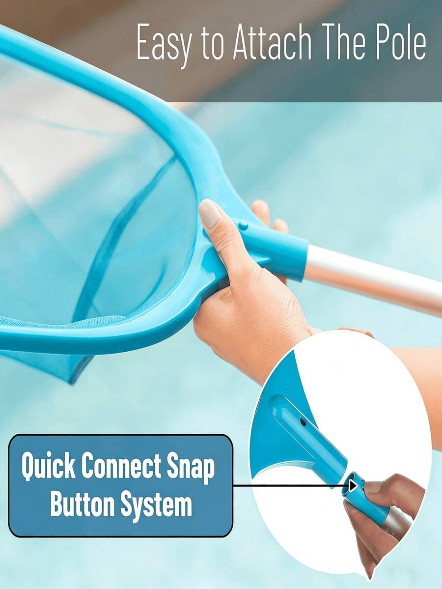 5pcs/Set 25-Inch Detachable Pole Swimming Pool Leaf Skimmer Net, Professional Fine Mesh Rake For Cleaning Pool Surface. Durable Aluminum Alloy Telescopic Pole With Lightweight Plastic Frame. Minimalist Blue Solid Color Outdoor Maintenance Tool, Suitable For Spring And Summer Backyard And Garden Care.