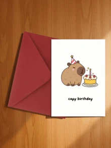 Cute Capybara Birthday Card With Envelope - Funny Cartoon Animal Design, Suitable For Anyone, Celebration Card, Great For Best Friends And Loved Ones - A - View 5