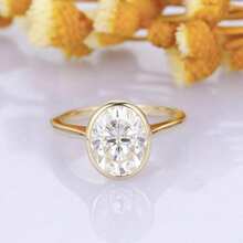 经典黄色、香槟色、紫色椭圆形几何情侣戒指，情人节珠宝礼物 - 白黃 - 查看 7