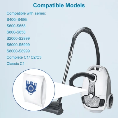 6个装 3D Airclean GN 替换袋，适用于 GN 系列吸尘器袋，包括 Classic C1、Complete C1、Complete C2、Complete C3、S227、S240、S270、S400、S2、S5、S8 系列，替换零件号：10123210