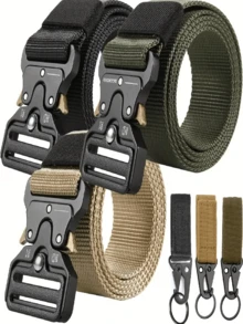 1条全新多功能男女通用户外训练腰带，红色自动扣尼龙战术训练腰带，单手快速调节，无孔设计，一键拆卸，长度可调节 - 多色 - 查看 3