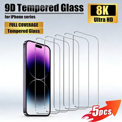 5 piezas de protector de pantalla de vidrio templado ultra claro, 99% de transmisión de luz para restauración del color verdadero, anti-arañazos, a prueba de huellas dactilares, superficie suave, sensibilidad táctil optimizada, compatible con iPhone 17e/17 Pro Max/17 Pro/17 Air/17/16 Pro Max/16 Pro/16 Plus/16/15 Pro Max/15/14/13/12 y otros modelos.