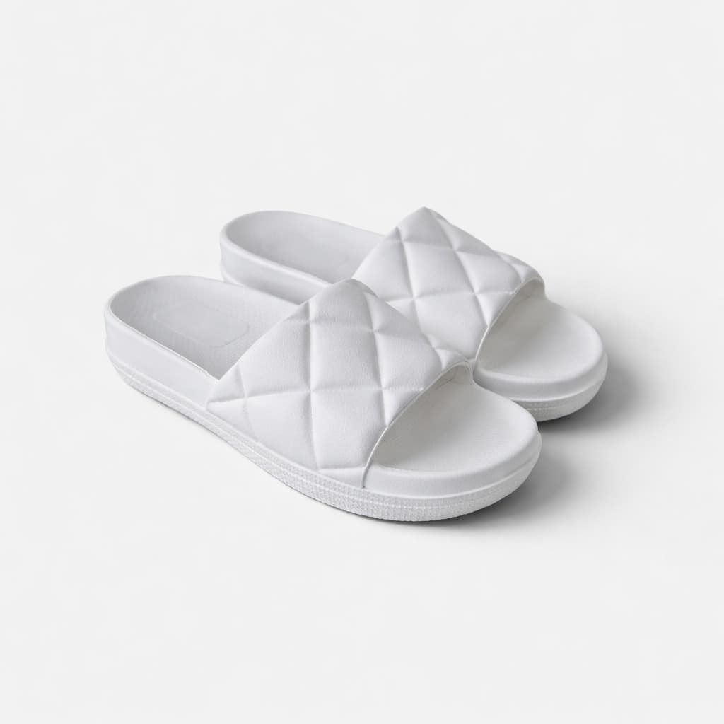 Soft EVA Slide Sandal With Quilted Strap, Non-Slip, Lightweight And Comfortable - 白色 - 查看 1