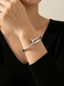 1件装不锈钢男士四叶草钉手链，适合男士日常佩戴，时尚防水饰品手链 - 手鐲 - 查看 2