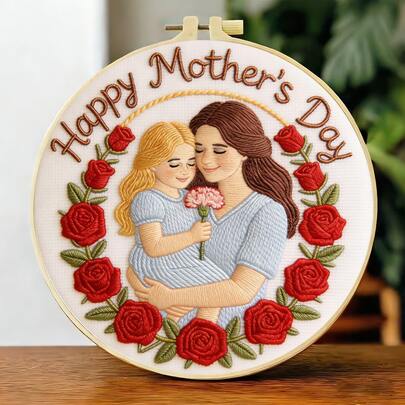 Happy Mother's Day! Floral And Heart Embroidery Patterns, Warm Motherly Motifs Suitable For Decoration And Handicrafts, Beginner DIY, Gift For Mom