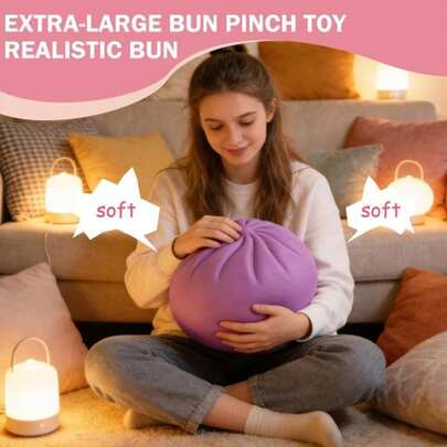 1pc Extra Large Colorful Bun Squishy Toy, Soft Texture, Slow Rebound, Comfortable Squeeze, Stress Relief Squeeze Ball, Suitable For Home, Office, Adults