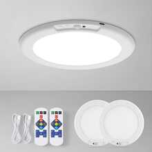2/4pcs Recharging Ceiling Light With Remote Control Motion Sensing 4000mAh 5W Type-C LED Ceiling Lamp Magnetic Install For Hallway Bedroom Home Stairwell Night Light - Three-tone Lighting - View 1