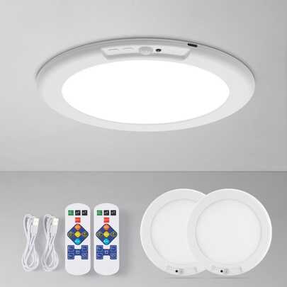 2/4pcs Recharging Ceiling Light With Remote Control Motion Sensing 4000mAh 5W Type-C LED Ceiling Lamp Magnetic Install For Hallway Bedroom Home Stairwell Night Light
