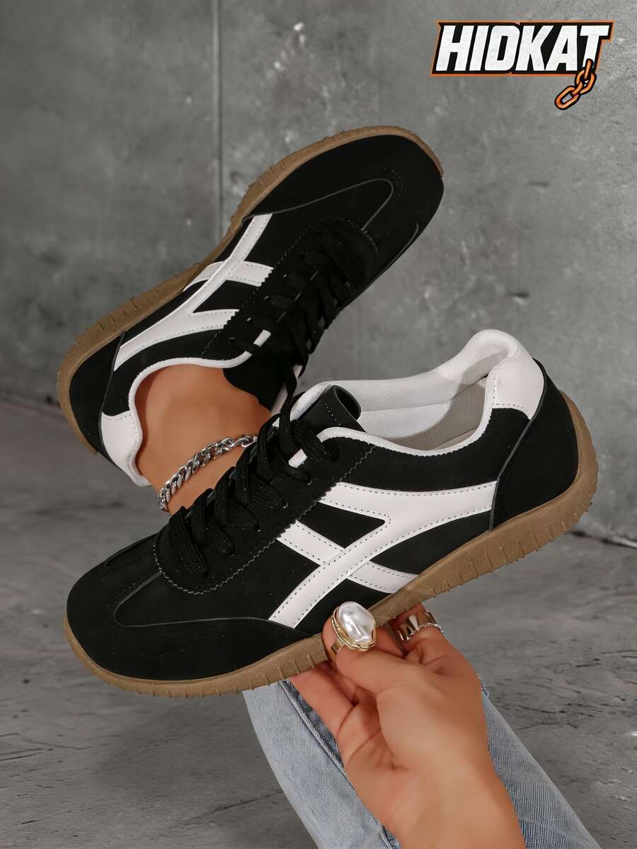Hidkat Women's Summer Casual Flat Shoes, Lightweight Slip-On Outdoor Sports Shoes With Color Blocking, Comfortable And Non-Slip, Suitable For Spring And Autumn