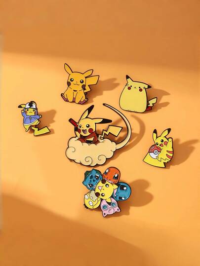pokemon 1pc Anime Game Metal Enamel Badge, Fashionable Exquisite Brooch Suitable For Clothing, Backpacks, Accessories, Gifts
