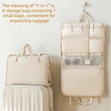 7 in 1 Reise-Aufbewahrungstaschensatz, Gepäckorganizer Taschen mit großer Kapazität, tragbare Kulturtasche Kosmetiktasche Kleidung Schuh Aufbewahrungstasche mit Fächern, Reiseaccessoires - Übersicht 8