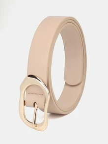 1pc Solid Color Casual PU (Polyurethane) Decorative Belt For Women, Asymmetrical Buckle Suitable For Daily Wear - A - View 11