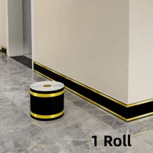 1 Rolle 5m x 10cm selbstklebender Sockelleistenschutzstreifen, dicke Großrollenvariante, ablösbarer Wandaufkleber, PVC Marmor Europäisches Muster Fliesentapete, DIY rückstandslos entfernbar, geeignet für Schlafzimmer - 3,94 x 196,85 Zoll - Übersicht 18
