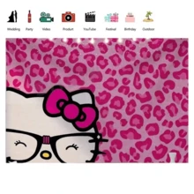 Fondo de fotografía de fiesta de cumpleaños con estampado de leopardo rosa, fondo de foto de fiesta lindo - Fondo de dibujos animados - Ver 3