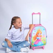 Pikuka Princess School Backpack Kit For Girls With Wheels + Thermal Lunch Box + Pencil Case Immediate Shipping - Multicolor - View 3