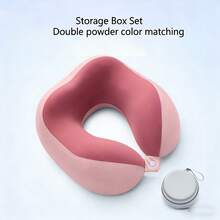 Memory Foam Travel Pillow, Upgraded Airplane Travel Neck Pillow 100% Pure Memory Foam Travel Pillow, Ideal For Airplane Flights, Car Trips, Train Journeys, And Office Naps. Available In Multiple Colors. - 玫粉 - 查看 5