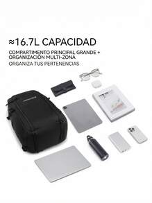 Mochila de viaje impermeable unisex Li Ning | Ligera, con correas ajustables para los hombros, adecuada para uso al aire libre y escolar ABSW137 - Negro - Ver 3