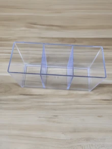 1 pieza Caja de almacenamiento de maquillaje y suministros de oficina de múltiples compartimentos de acrílico transparente - Organizador de escritorio con 3 ranuras y soporte para brochas, soporte de tocador ahorrador de espacio, caja organizadora de escritorio de plástico duradero (caja de almacenamiento para decoración del hogar), organizador de maquillaje, decoración de dormitorio, decoración del hogar - transparente - Ver 12